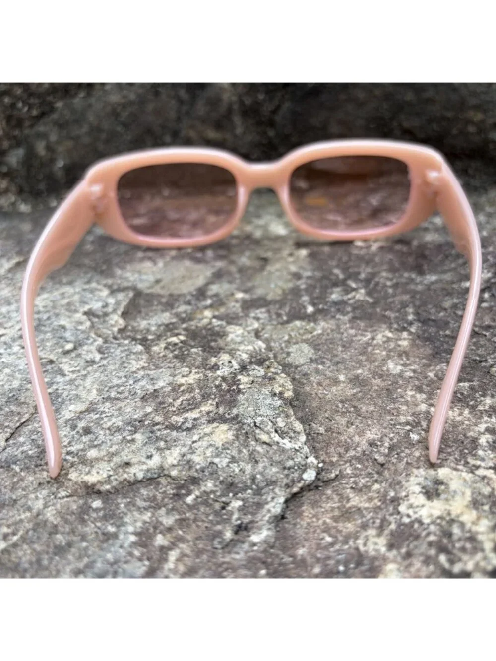 Y2K Chunky Sunglasses Peach Pink Frame Tinted Lens Retro Shades Festival Beach